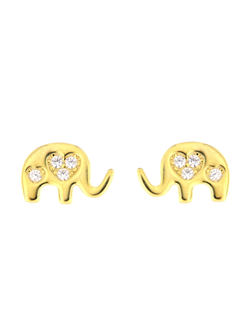 Pendientes Plata Dorada Mujer PPR 558/C Elefante Circonitas