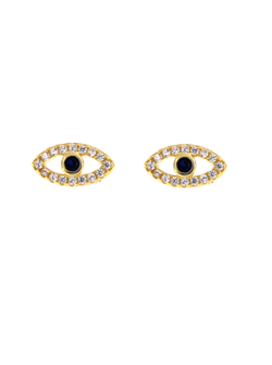 Pendientes Plata Dorada Mujer PPR 578/C Ojo Turco Circonitas Azules Bicolor Blancas