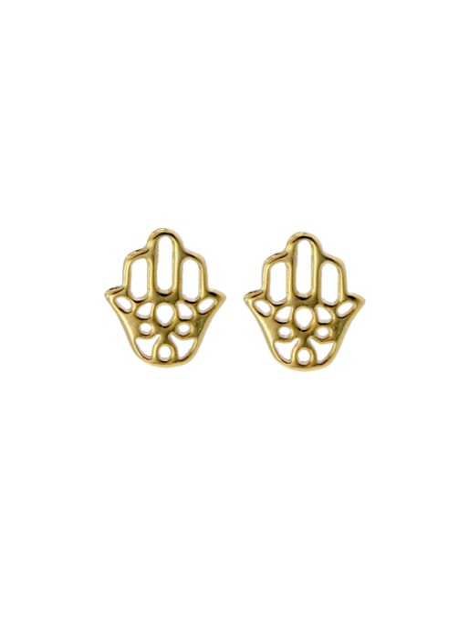 Pendientes Plata Dorada Mujer PPR 579/C Mano de Fátima Calada