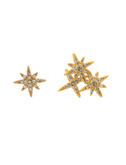 Pendientes Plata Dorada Mujer PPR 633/C Estrellas Polares Circonitas