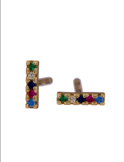 Pendientes Plata Dorada Mujer PPR 639/1C Circonitas Multicolor