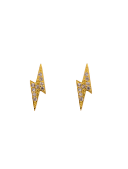 Pendientes Plata Dorada Mujer PPR 642/1C Rayos Circonitas