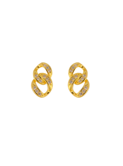 Pendientes Plata Dorada Mujer PPR 645/C Eslabones Circonitas