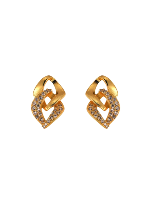 Pendientes Plata Dorada Mujer PPR 654/C Eslabones Circonitas