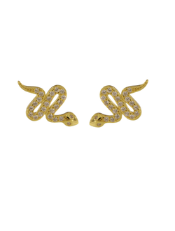 Pendientes Plata Dorada Mujer PPR 673/C Serpiente Circonitas
