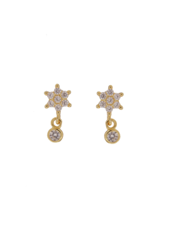 Pendientes Plata Dorada Mujer PPR 689/C Estrella Colgante Circonitas