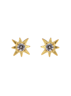 Pendientes Plata Dorada Mujer PPR 704/C Estrella Polar Circonitas