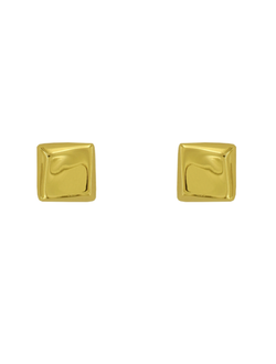 Pendientes Plata Dorada Mujer PPR 733/C Cuadrado En Brillo