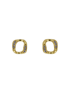 Pendientes Plata Dorada Mujer PPR 737/C Cuadrado Calado Circonitas