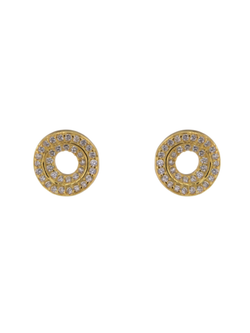 Pendientes Plata Dorada Mujer PPR 743/C Círculo Circonitas