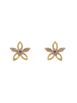 Pendientes Plata Dorada Mujer PPR 744/C Flor Circonitas