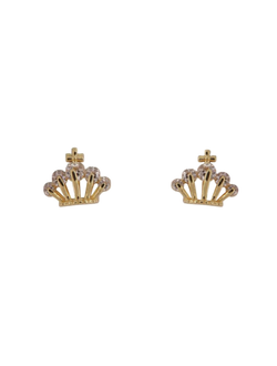 Pendientes Plata Dorada Mujer PPR 745/C Corona Circonitas