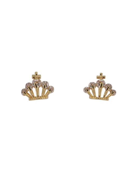 Pendientes Plata Dorada Mujer PPR 745/C Corona Circonitas