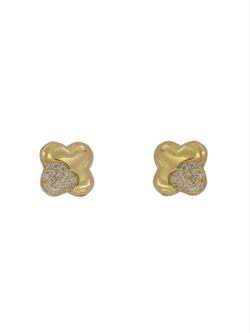 Pendientes Plata Dorada Mujer PPR 747/C Flor Circonitas