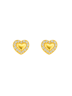 Pendientes Plata Dorada Mujer PPR 769/C Corazón Circonitas