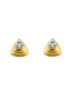 Pendientes Plata Dorada Mujer PPR 770/C Triángulo Circonitas