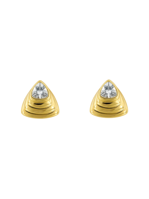 Pendientes Plata Dorada Mujer PPR 770/C Triángulo Circonitas