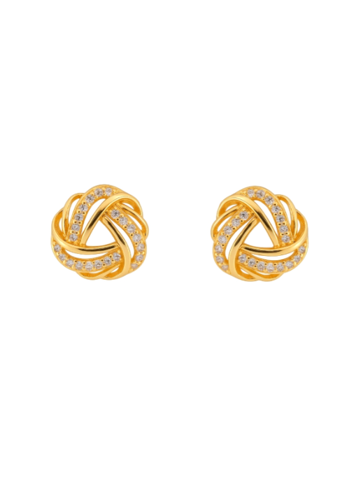 Pendientes Plata Dorada Mujer PPR 773/C Entorchado Circonitas