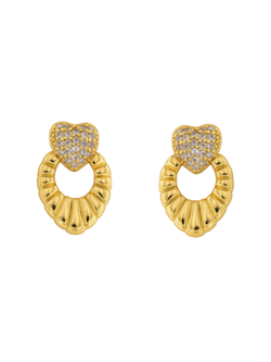 Pendientes Plata Dorada Mujer PPR 774/C Corazón Circonitas