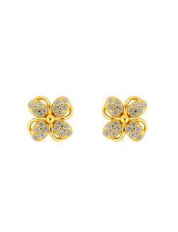 Pendientes Plata Dorada Mujer PPR 780/C Flor Circonitas