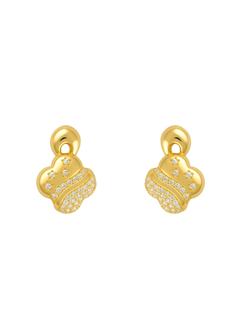 Pendientes Plata Dorada Mujer PPR 783/C Trébol Circonitas