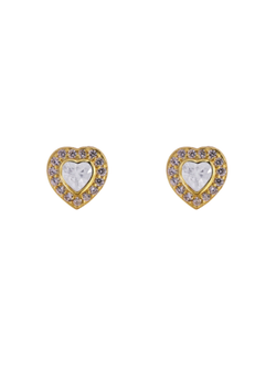 Pendientes Plata Dorada Mujer PPR 789/C Corazón Circonitas