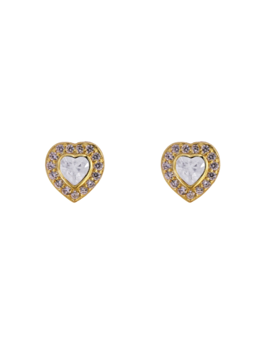 Pendientes Plata Dorada Mujer PPR 789/C Corazón Circonitas