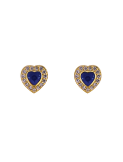 Pendientes Plata Dorada Mujer PPR 789/ZC Corazón Circonitas Azules Bicolor Blancas
