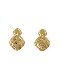 Pendientes Plata Dorada Mujer PPR 791/C Cuadrado Circonitas