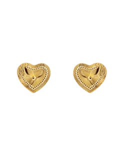 Pendientes Plata Dorada Mujer PPR 793/C Corazón Liso