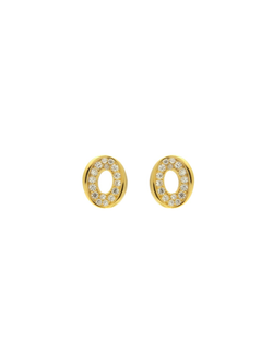 Pendientes Plata Dorada Mujer PPR 803/C Círculo Alargado Calado Circonitas