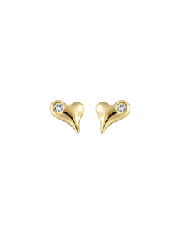 Pendientes Plata Dorada Mujer PPR 808/C Corazón Circonita