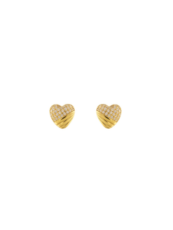 Pendientes Plata Dorada Mujer PPR 810/C Corazón Circonitas