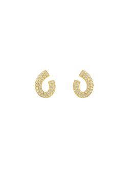 Pendientes Plata Dorada Mujer PPR 812/C Gota Abierta Circonitas
