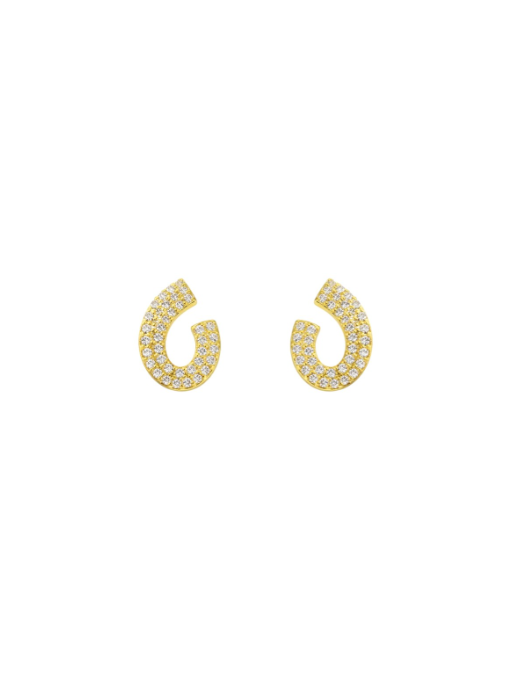 Pendientes Plata Dorada Mujer PPR 812/C Gota Abierta Circonitas