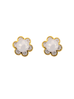 Pendientes Plata Dorada Mujer PPRP64/C Perlas Circonitas
