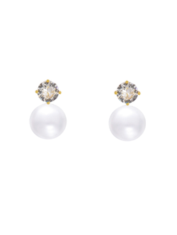 Pendientes Plata Dorada Mujer PPRP76/C Perla & Circonita