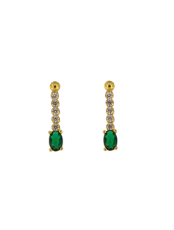 Pendientes Plata Dorada Mujer PSET127/1C Circonitas Verdes Bicolor Blancas