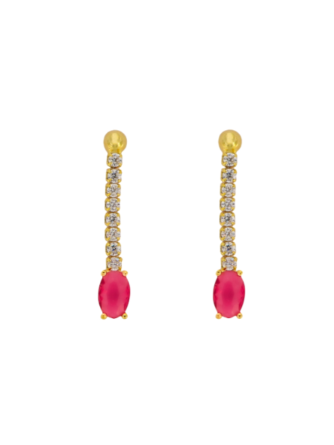 Pendientes Plata Dorada Mujer PSET128/1C Circonitas Rosadas Bicolor Blancas