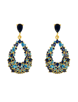 Pendientes Plata Dorada Mujer PSET156/1C Circonitas Multicolor