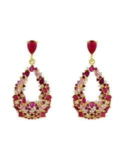 Pendientes Plata Dorada Mujer PSET158/1C Circonitas Rosadas