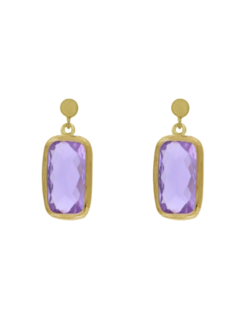 Pendientes Plata Dorada Mujer PSET173/1C Circonita Lila