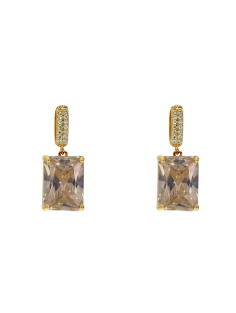 Pendientes Plata Dorada Mujer PSET175/1C Circonitas Piedra Ambar