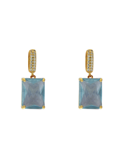 Pendientes Plata Dorada Mujer PSET177/1C Circonitas Piedra Aguamarina