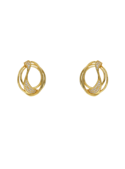 Pendientes Plata Dorada Mujer PSET191/1C Círculo Circonitas