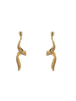 Pendientes Plata Dorada Mujer PSET192/1C Entorchado Circonitas