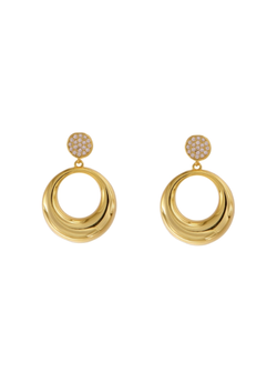 Pendientes Plata Dorada Mujer PSET207/1C Circonitas Colgante En Brillo