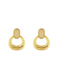 Pendientes Plata Dorada Mujer PSET214/1C Circonitas Colgante En Brillo