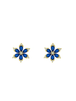 Pendientes Plata Dorada Mujer PSET218/1C Estrella Circonitas Azules