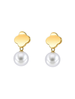 Pendientes Plata Dorada Mujer PSTP2/C Trébol & Perlas